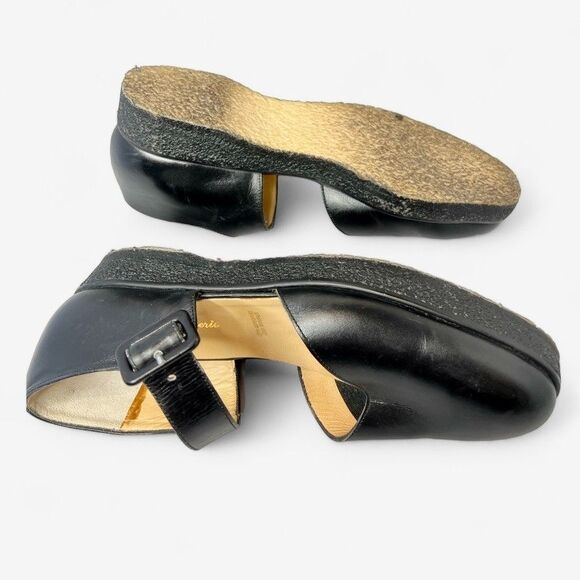 VTG Unworn Robert Clergerie Flat Black Leather Mary Jane Shoes Made in France, 9 - Picture 6 of 10